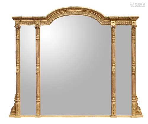 A Victorian carved giltwood and composition overmantel mirror