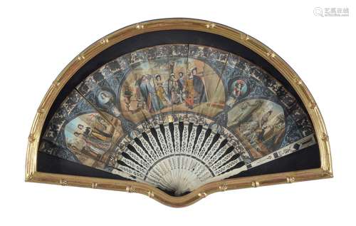 An Italian or French paper and bone mounted fan