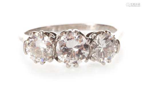 A DIAMOND THREE STONE RING