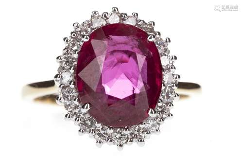 A RUBY AND DIAMOND RING