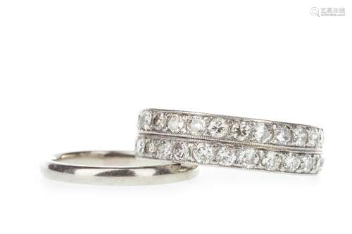 A DIAMOND DRESS RING AND WEDDING BAND