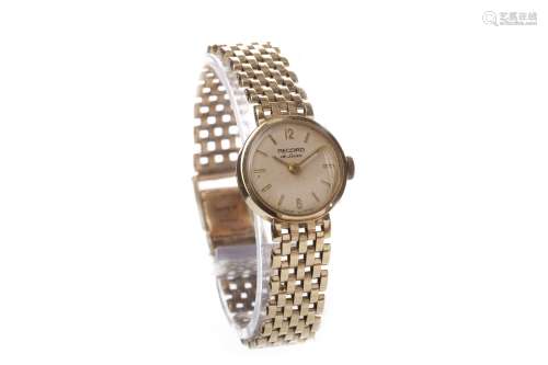 A LADY'S RECORD DE LUXE GOLD WATCH
