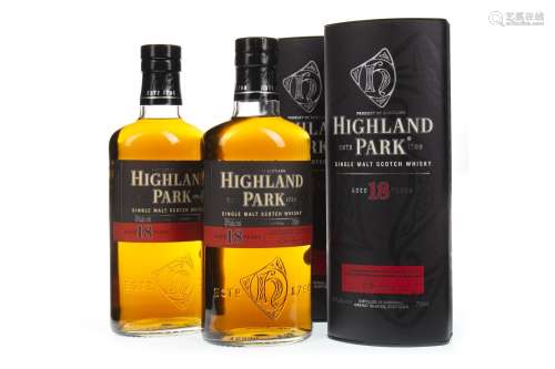 TWO BOTTLES OF HIGHLAND PARK AGED 18 YEARS