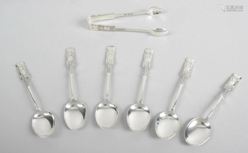 A set of six Liberty silver teaspoons with matching