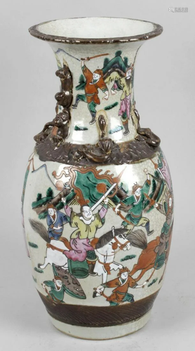 A Chinese crackle glazed pottery vase, the grey…