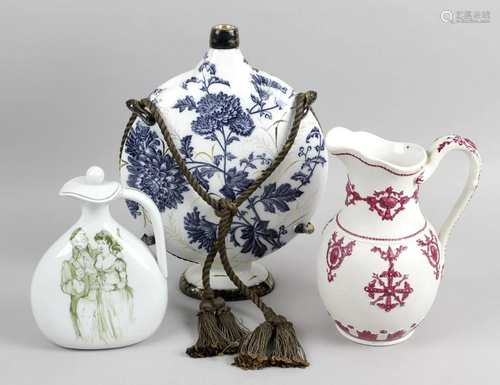 A 19th century pottery jug with frilled collar and