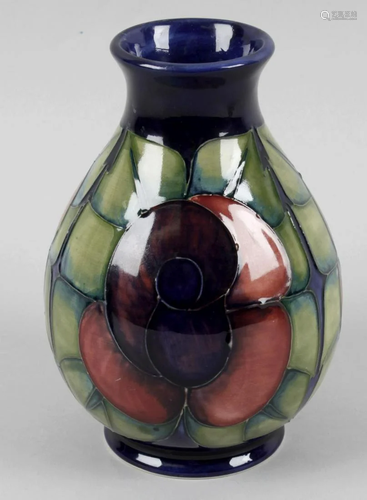 A Moorcroft pottery vase, of baluster form, the blue