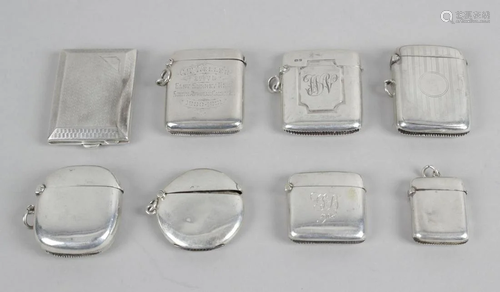 A group of eight assorted silver vesta cases, of