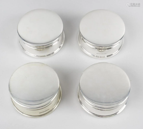 Four small modern silver jewellery boxes, each of