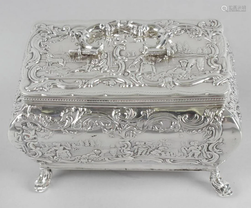 A late 19th century continental silver casket, of …