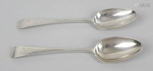 A pair of George III silver table spoons, each in Old