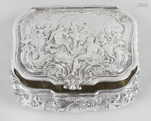 A late 19th century continental silver box, of cus…