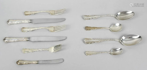 A sterling silver part canteen by Birks, comprising