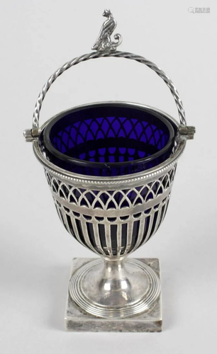 A small Edwardian silver pedestal basket, of pierced