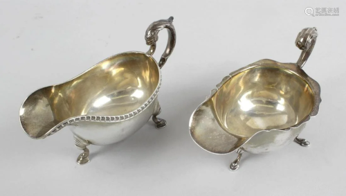 A 1930's silver sauce boat, the typical oval bellied