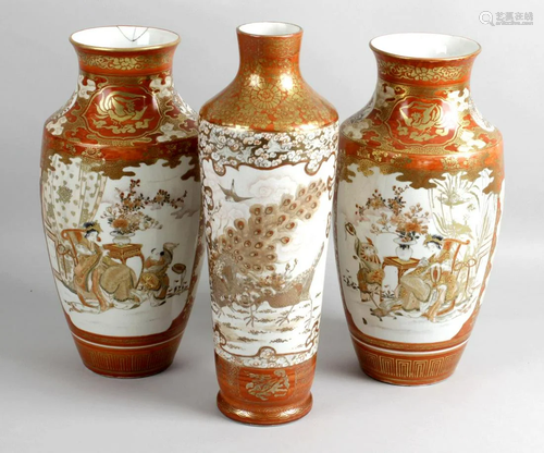 A pair of oriental vases, each of ovoid form with