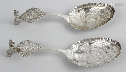 Two similar late 19th century silver import spoons,