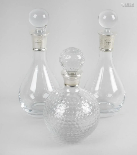 Two modern glass decanters, each of baluster f…