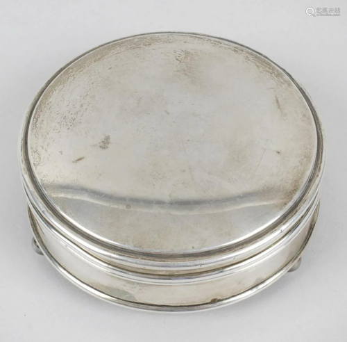 A small silver mounted jewellery box, of plain circular