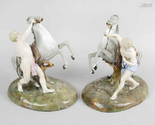 A pair of late 19th century continental porcelain