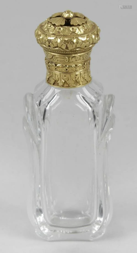 A French gold mounted and glass scent bottle, the