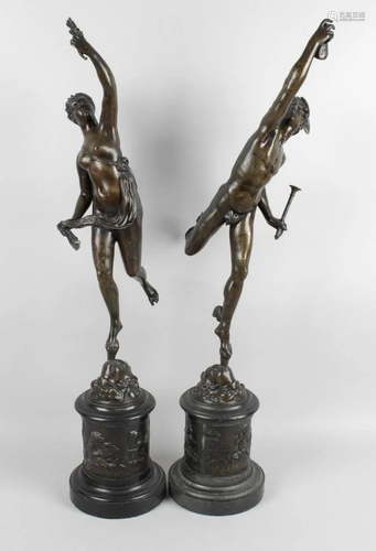 A pair of large 19th century bronze studies of Me…