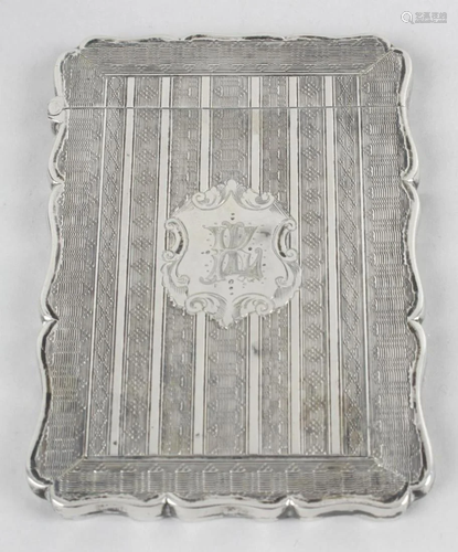 A Victorian silver card case, of rectangular form with