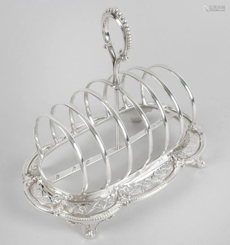 A Victorian silver toast rack, of oblong form with