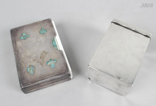 An Edwardian silver playing card case, of plain