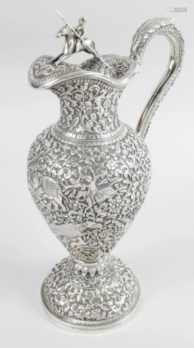 An Indian Kutch silver claret jug in the style of