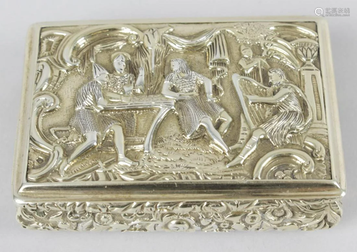 A George IV silver-gilt snuff box, the rectangular form