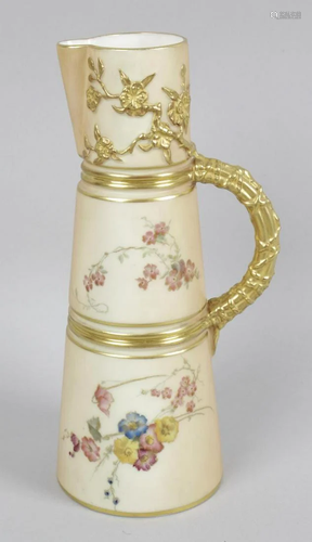 A Royal Worcester bone china ewer, of slender tapering