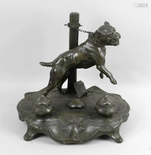 A 19th century cast metal desk stand, modelled a…