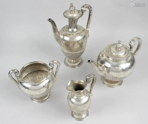 A Victorian silver four piece tea service, comprising