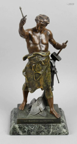 An early 20th century painted spelter figure, modelled