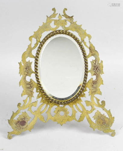 A Victorian gilt metal dressing table mirror, the