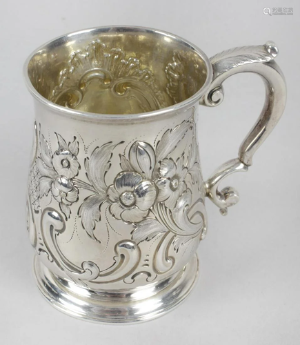 A George II silver christening mug, of baluster …