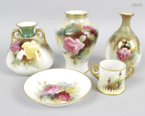 Three Royal Worcester bone china vases, each with a