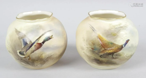 A pair of Royal Worcester bone china vases, of