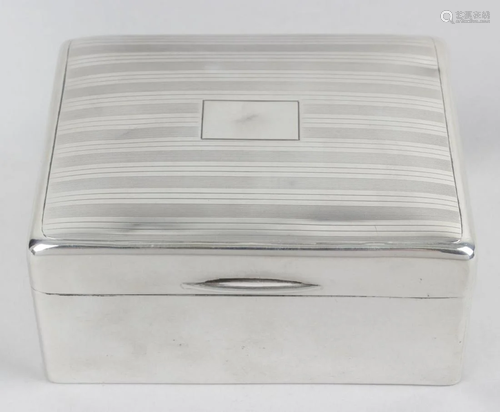 A 1920's silver mounted table cigarette box, of plain