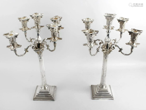 A modern pair of large silver candelabra by Asprey,