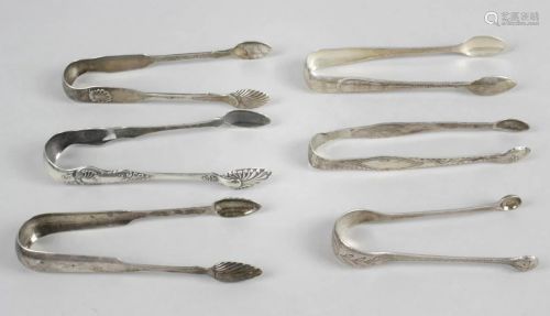 Five pairs of 19th century Scottish silver sugar t…