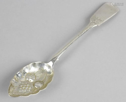 A mid-19th century Russian silver 'berry' spoon, in