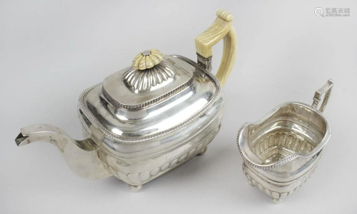 An early 19th century Irish silver teapot and matching