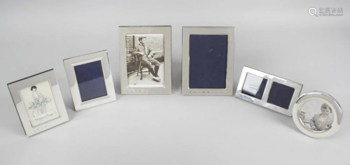 Six small modern silver mounted photograph frames,