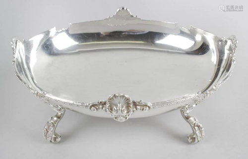 A mid-20th century silver fruit dish, the oval form