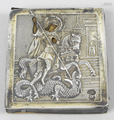 A Russian silver mounted miniature picture or icon,