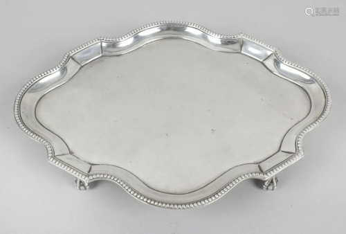 A George III silver teapot stand, of oval serpent…