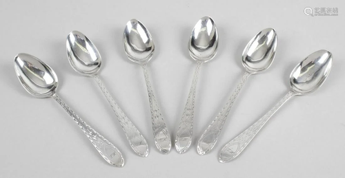 A set of six teaspoons, probably German, each with