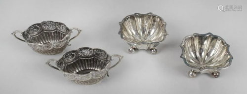A pair of late Victorian silver open salts, of oval